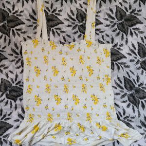 Cream Color Top With Yellow Floral Print