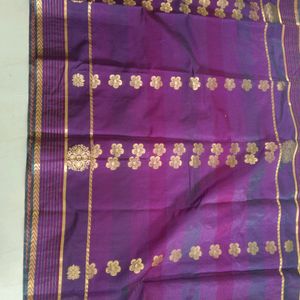 Purple Polysilk Saree