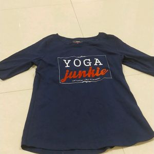 Blue Ajio Super Stretchable T Shirt For Women