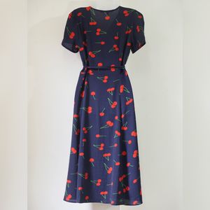 Cherry Print Wrap Dress