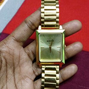 Sonata Golden Men's Watch (Needs Battery)