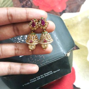 Pretty Pink Stone Jhumka 🌷