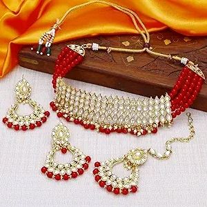 Gold Plated Kundan Choker Necklace Set