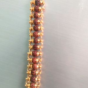 Men Rudraksha Braslet With 1 Gram Gold Plated