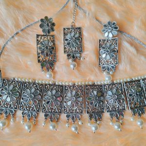 Pearl Mirror Work Jewellery Set 🌟✨️