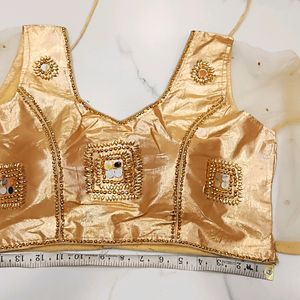 stone and mirror worked  golden blouse