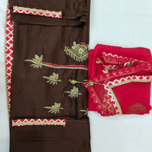 Festival/Karwachauth❤️🤎Unstitched Dress Material