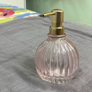 Pink Striped Glass Soap Dispenser 320ml