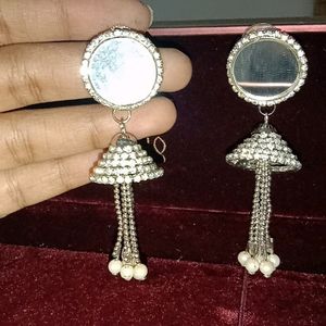 Silver Mirror Jhumka