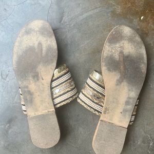 Gold Zari Flats