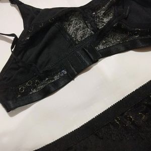 Fresh Unused Black Bra And Panty Set