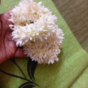 White Gajra Flower Hair Rubber Band.