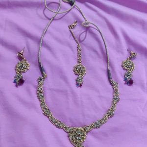 Polaki Necklace Set With Maang Tikka