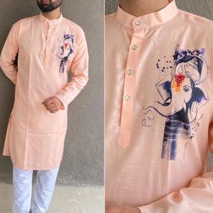 Ganapati Special Cotton Printed Kurta With Pajama