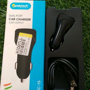 Candytech Dual Port Car Charger . Type-C Cable.