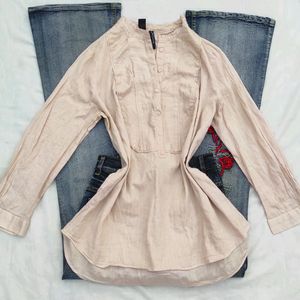 Nude Pink Fitted Shirt Top