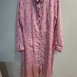 Pink Shirt Dress For Woman