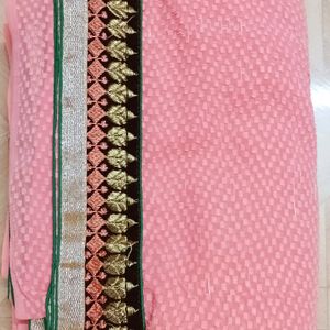 Skin Colour Bordered Saree