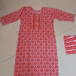 New Cotton Kurta Pant Set - Size L