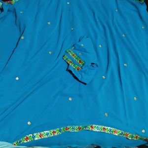 Beautiful Sky Blue Colour Saree