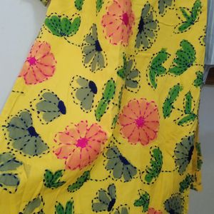 Yellow Fully Thread Worked New Kurtha