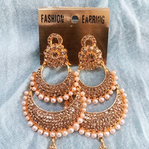 Rose Gold Earrings With Pink Pearl