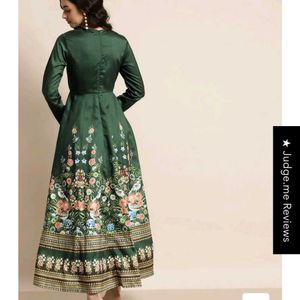 Sassafras Green Floral Anarkali Maxi Dress