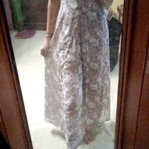 Western Floral Print Dress (Bottom And Long Gown )