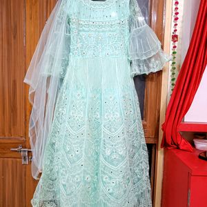 Pastel Green Colour Wedding Wear Dress