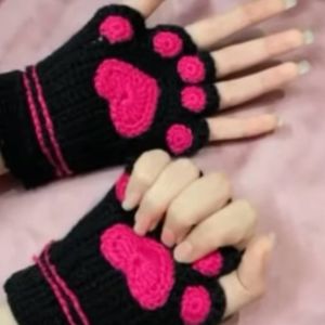 Crochet Catpaw Fingerless Gloves