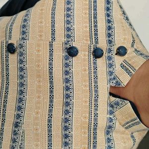 Trendy Beige Men’s Ethnic Wear with a Pocket