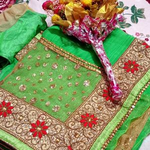 Wedding Saree+Artificial Flower