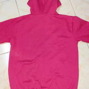 Pink Full Sleeves Woolen Women Sweatshirt/Hoodie