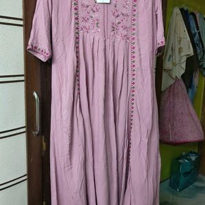 A Line Kurta With Multicolour Embroidery