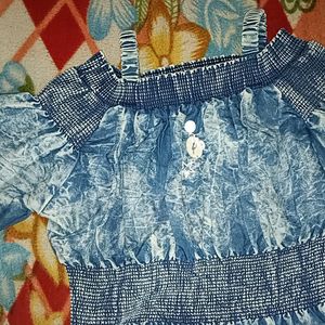 New Trending Off Shoulder Denim Top