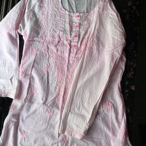 Baby pink chikankari kurta