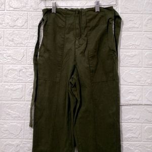 Max Women Olive Cotton Pant | Waist 26 | Hip 30