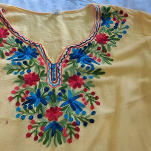 Pretty Kashmiri Embroidery Short Kurta