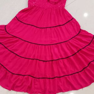 Pink Layer Frok For Girls