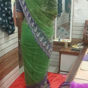 Beautiful Saree With Bead Embroidery