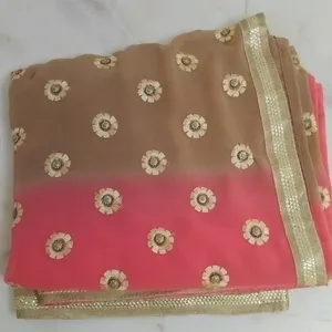 Beige And Pink Saree