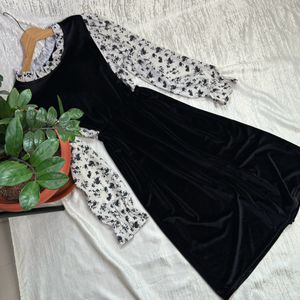 Korean Autumn Velvet Dress