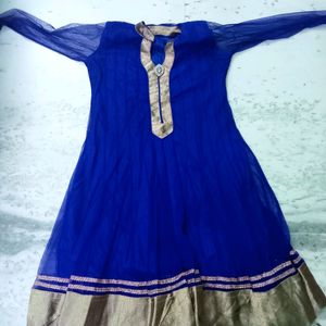 Navy Blue  Net Churidar With Churi Pant , Dupatta