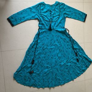 Blue Floral Gown Type Long Kurti (unused)