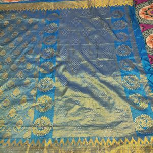 Blue Bridal Kanchipuram Saree