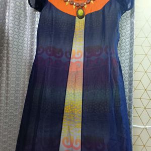 Blue & Orange New Unused Kurta