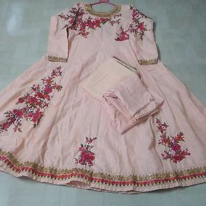 Peach Colour Anarkali Dress For Festive wear.