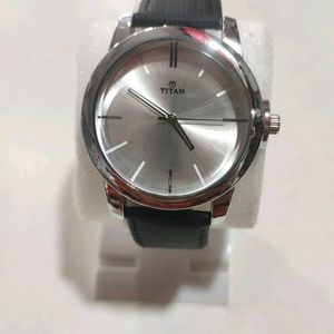 Titan Men Leather Black Dial Analog Watch