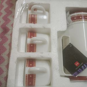 Cello Opalware Ruby Red Coffee Set