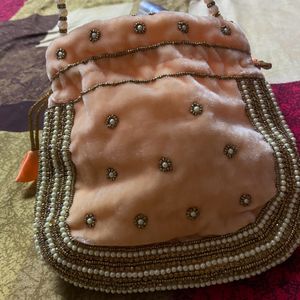 Pitch Pearl Beaded Potli